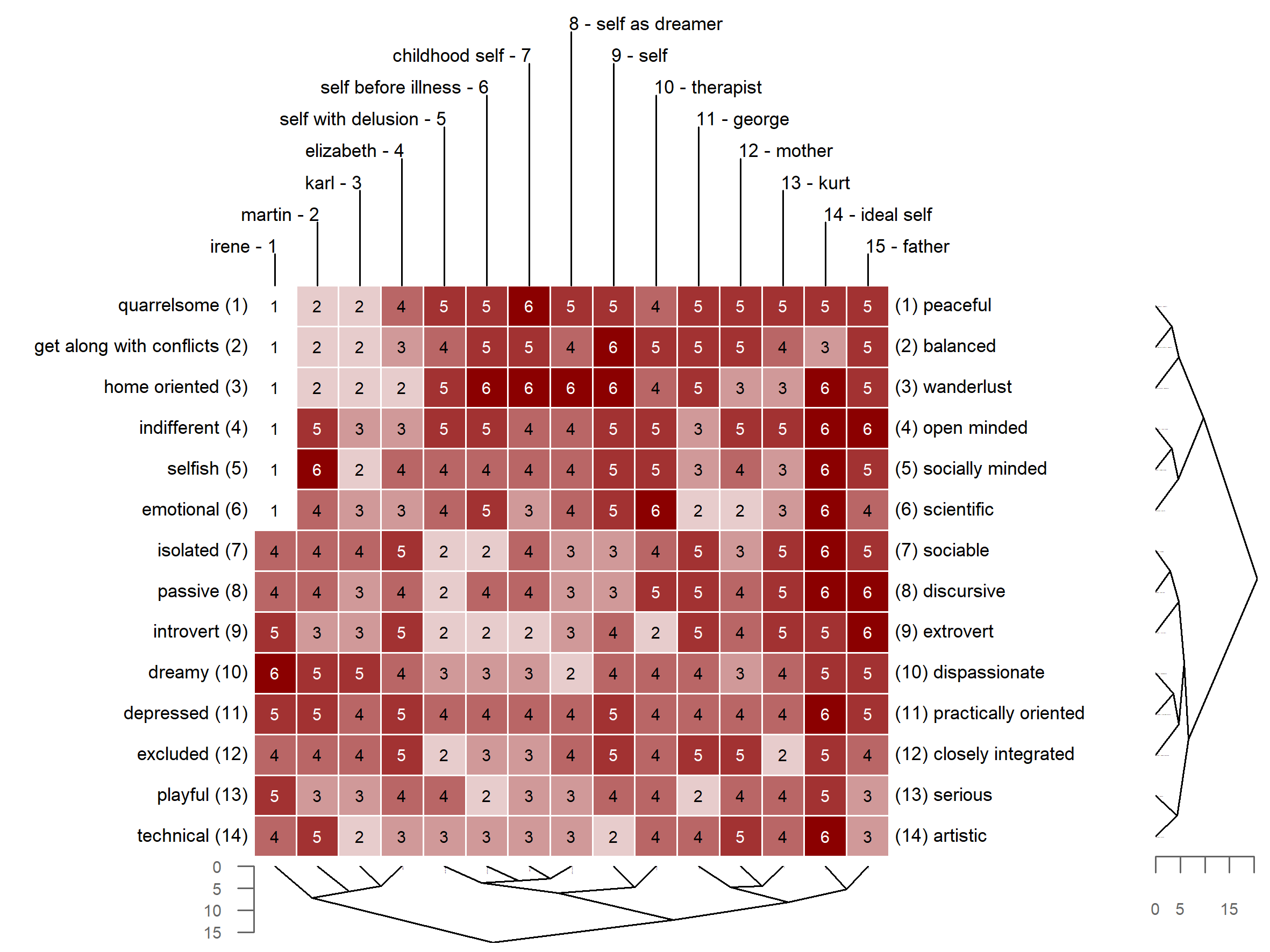 Figure 1. Example of a repertory grid dataset (with rows and columns clustered by similarity).